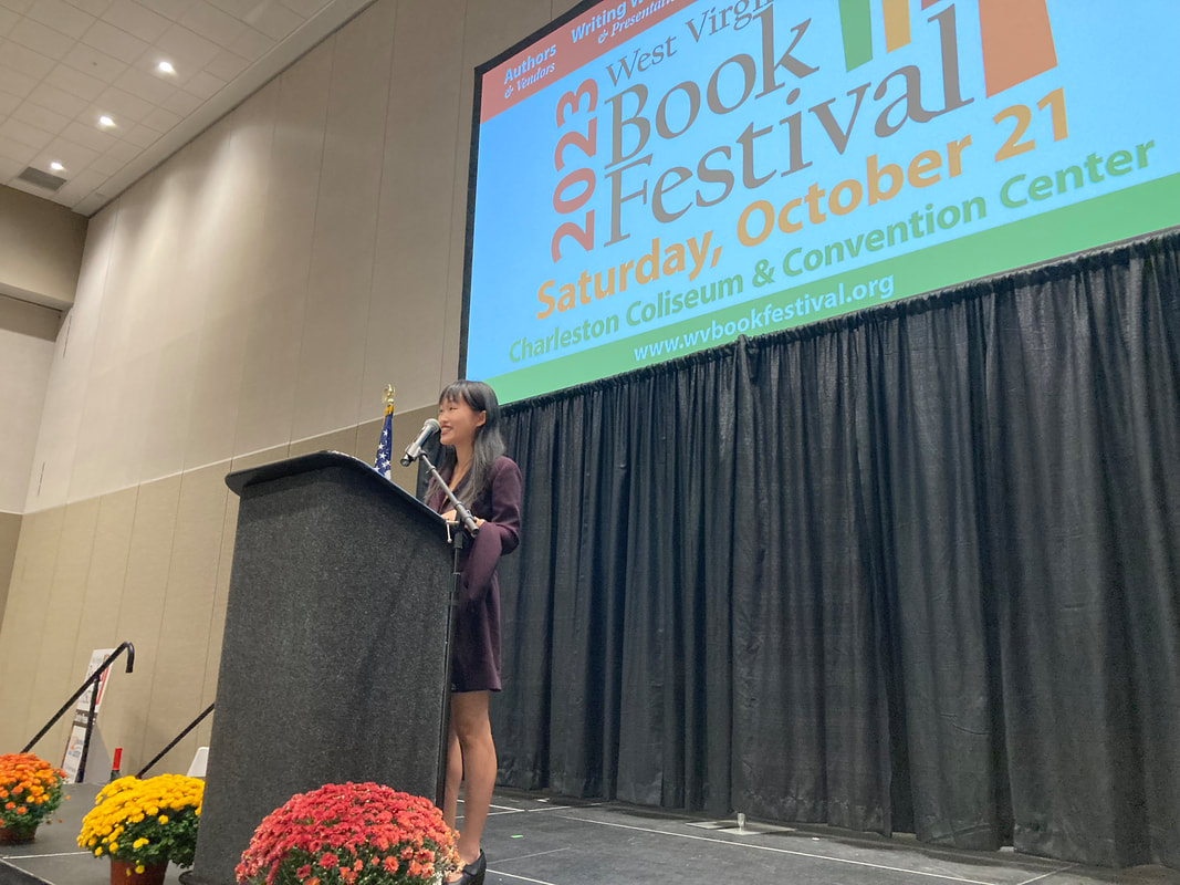 Author R. F. Kuang giving an amazing speech during her Author talk at the WV Book Festival 2023